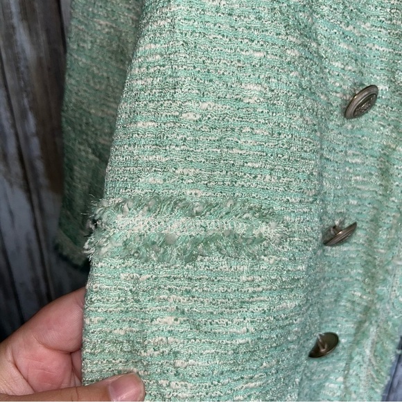 NWT Zara Fantasy Tweed Boucle Mint Button Blazer Rare - Picture 4 of 9